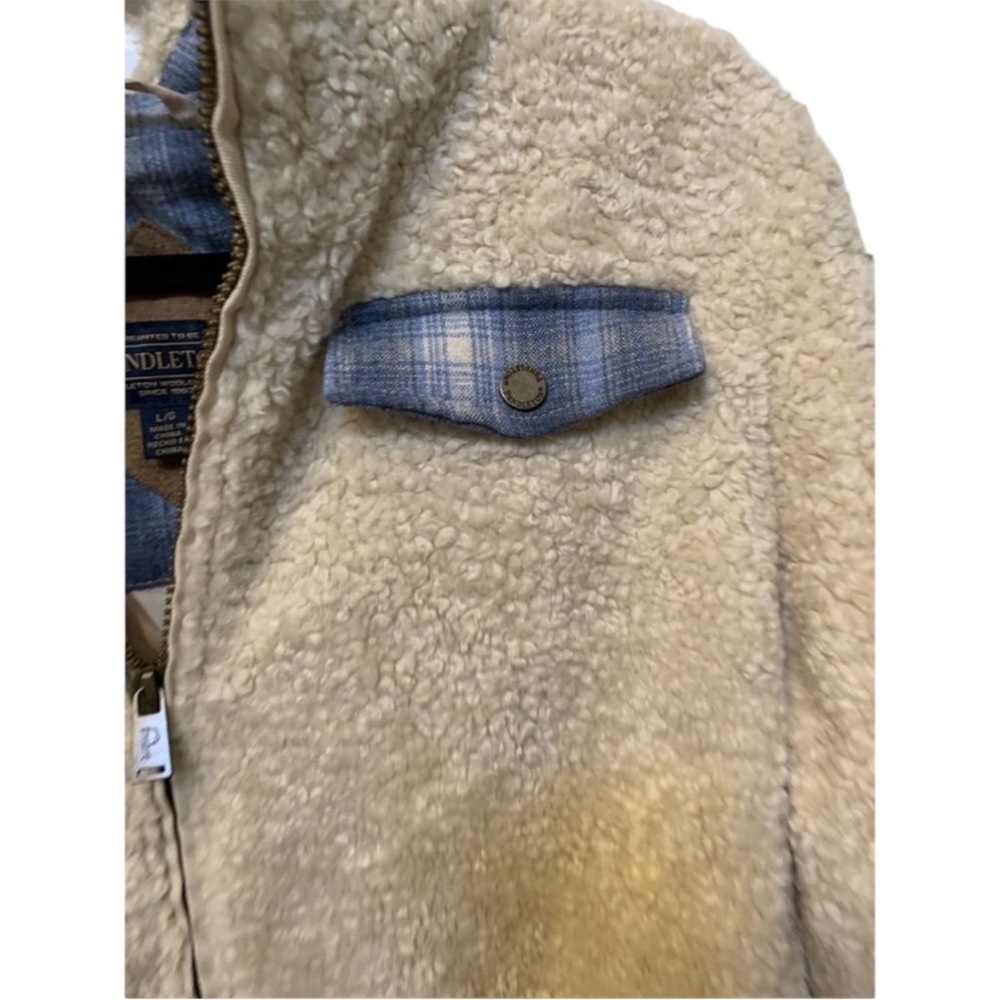 PENDLETON Flannel Lined Sherpa/Wool Jacket Size Large - Picture 6 of 8